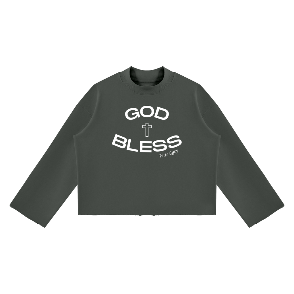 Ventura Legacy | Unisex Mock Neck Raw Edge Boxy Sweatshirt Blessed