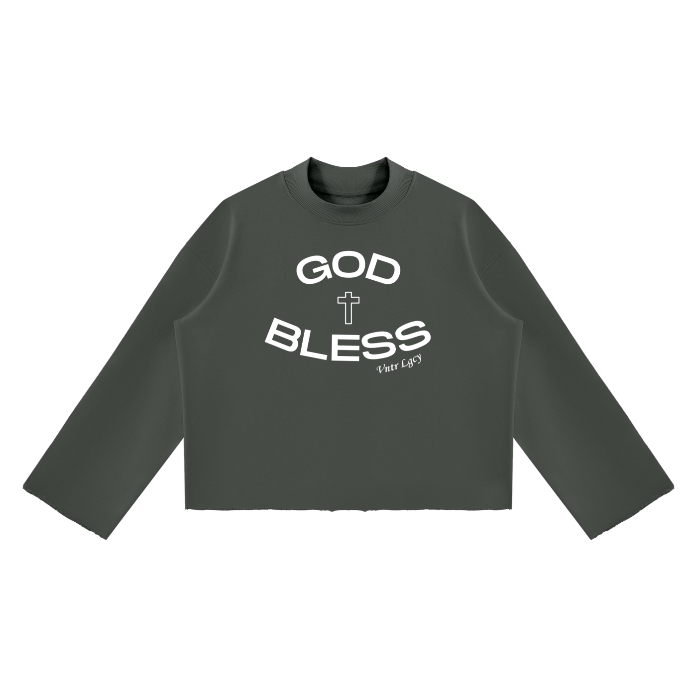 Ventura Legacy | Unisex Mock Neck Raw Edge Boxy Sweatshirt Blessed