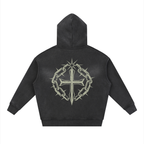 Sunfade Two-way Zipper Boxy Fleece Hoodie