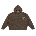 Unisex Leopard Print Waffle Full Zip Hoodie