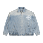 Unisex Vintage Wash Full-Zip Denim Jacket