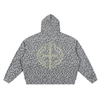 Unisex Leopard Print Waffle Full Zip Hoodie