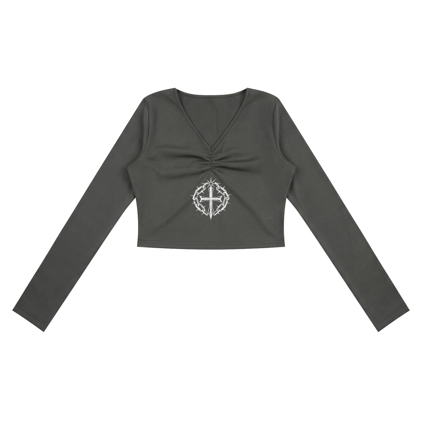 Ventura Legacy | Women's Ruched Long Sleeve Crop T-Shirt I see God