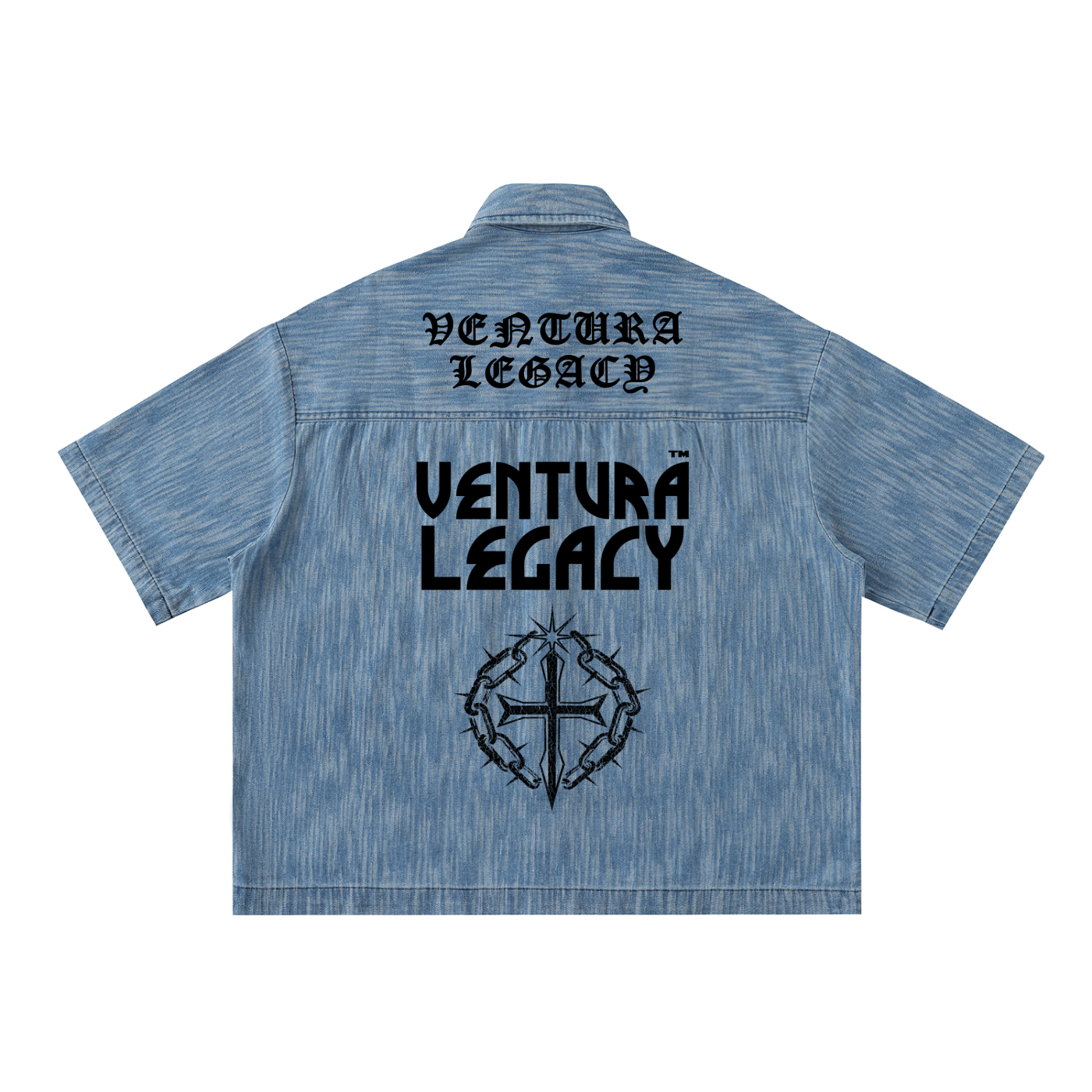 Distressed Wash Short-Sleeve Shirt