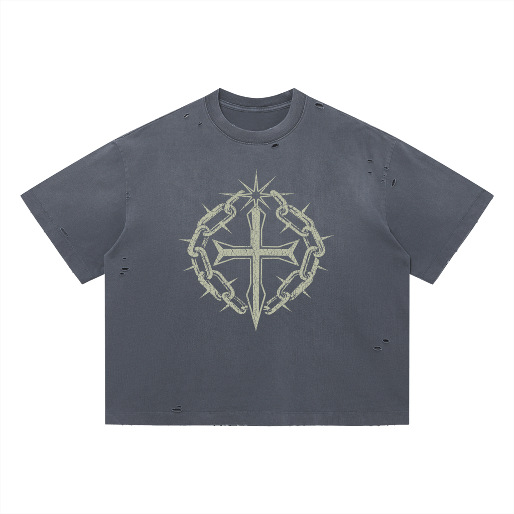 Vintage Washed Distressed Boxy Oversized T-Shirt