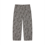 Unisex Vintage Wash Leopard Wide Leg Jeans